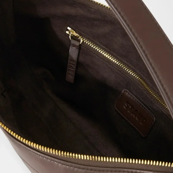 STAUD Demy Zip Leather Shoulder Bag Dark Espresso NWT - Picture 6 of 16